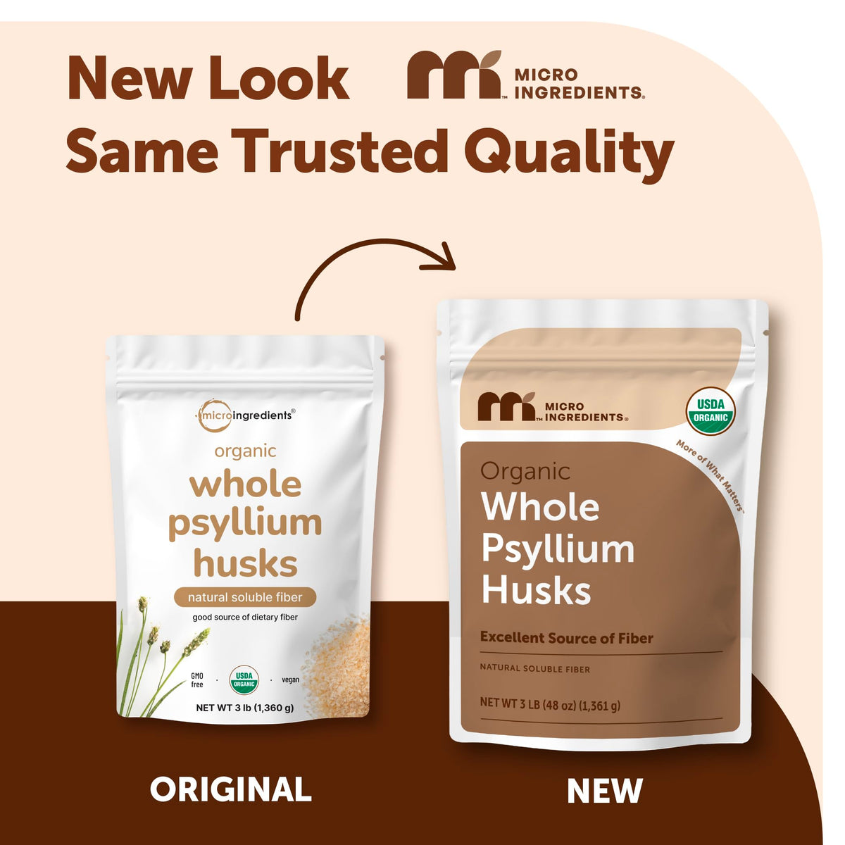 Détails de la texture des coques de psyllium Micro Ingredients