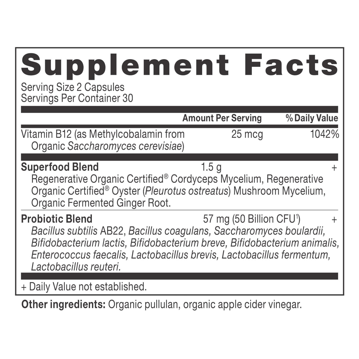 Détails des capsules Ancient Nutrition Métabolisme avec ingrédients