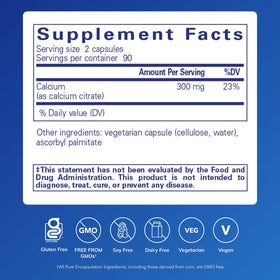 Détails des capsules Calcium Citrate Pure Encapsulations