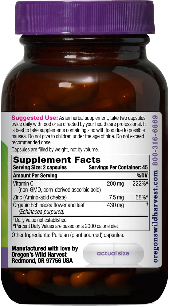 Détails des capsules d'Echinacea avec Zinc et Vitamine C