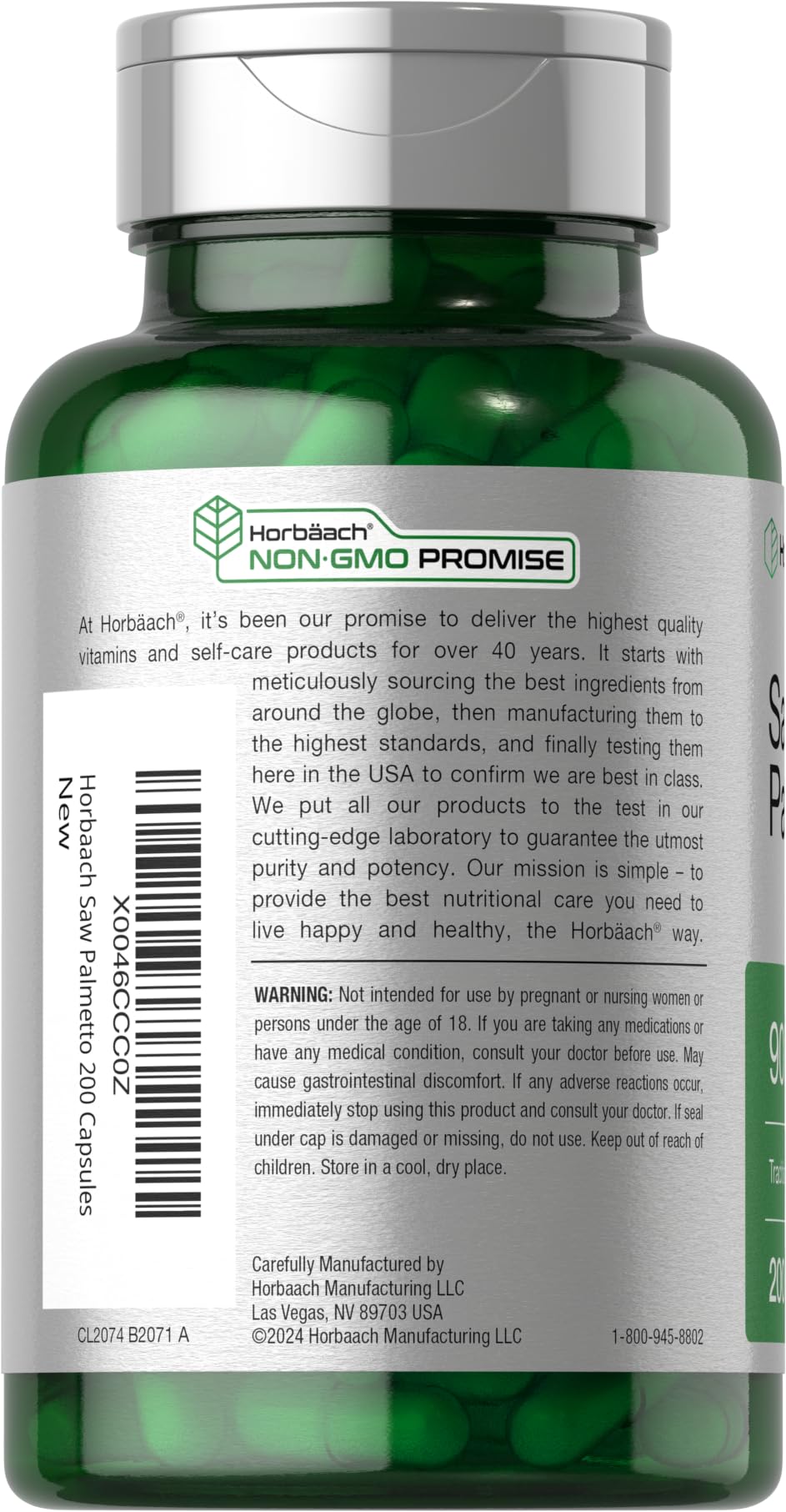 Détails des capsules d'extrait de Saw Palmetto Horbäach