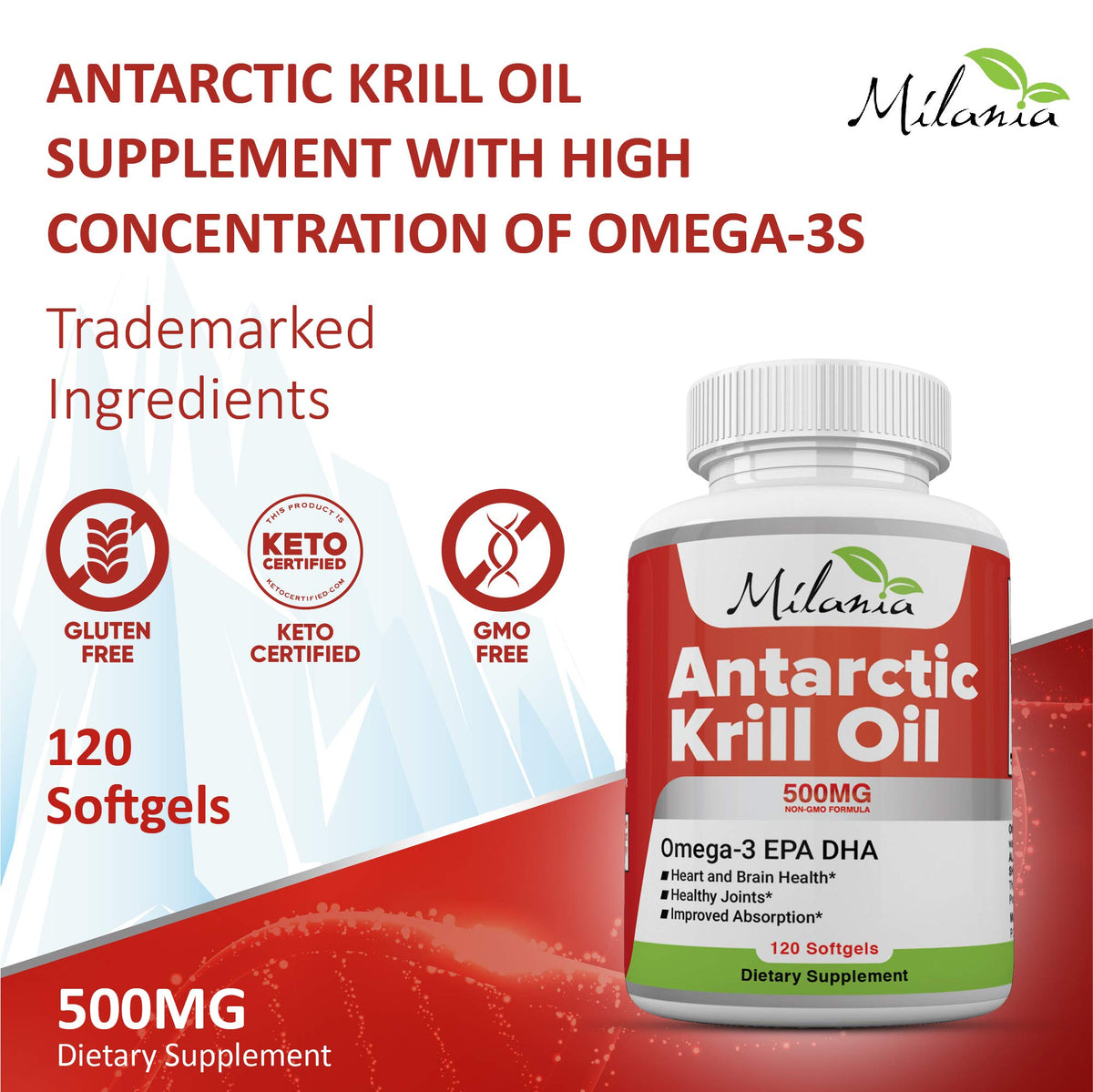 Détails des capsules d'huile de krill de MILANIA