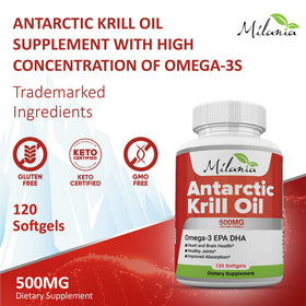 Détails des capsules d'huile de krill de MILANIA