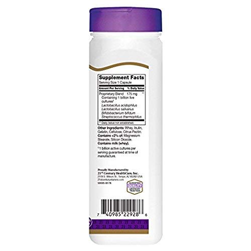 Détails des capsules de 21st Century Probiotiques Acidophilus