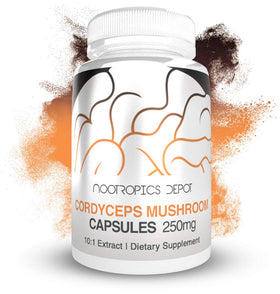 Détails des capsules de champignon Cordyceps 250mg Nootropics Depot