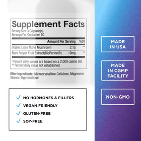 Détails des capsules de Champignon Lion's Mane Bio DR. EMIL NUTRITION