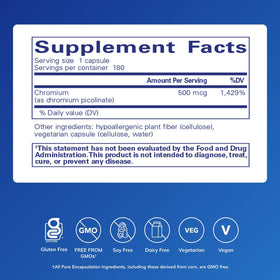 Détails des capsules de Chromium Picolinate Pure Encapsulations