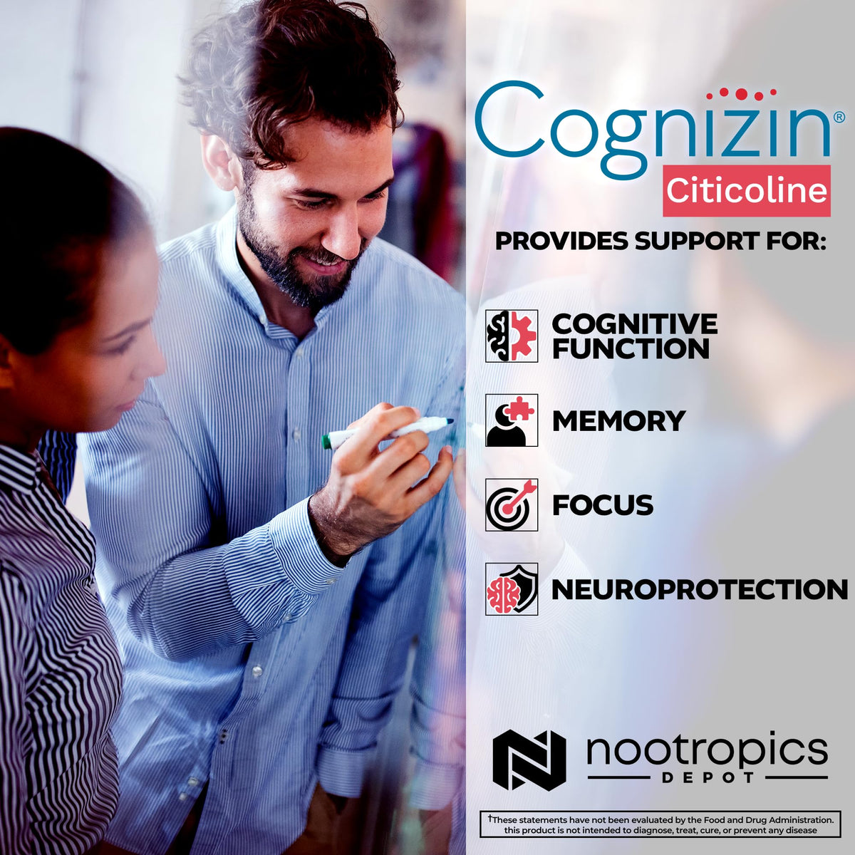 Détails des capsules de Citicoline Cognizin Nootropics Depot