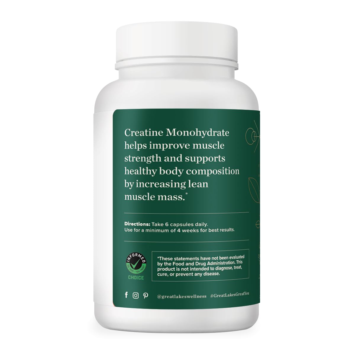 Détails des capsules de créatine monohydrate Great Lakes Gelatin