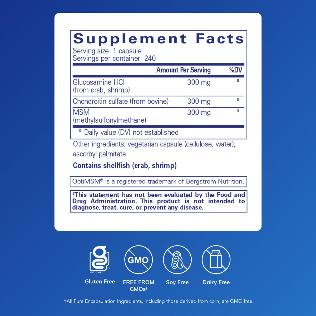 Détails des capsules de Glucosamine Chondroitin Pure Encapsulations