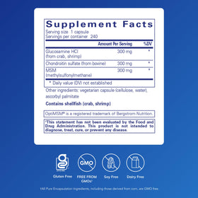 Détails des capsules de Glucosamine Chondroitin Pure Encapsulations