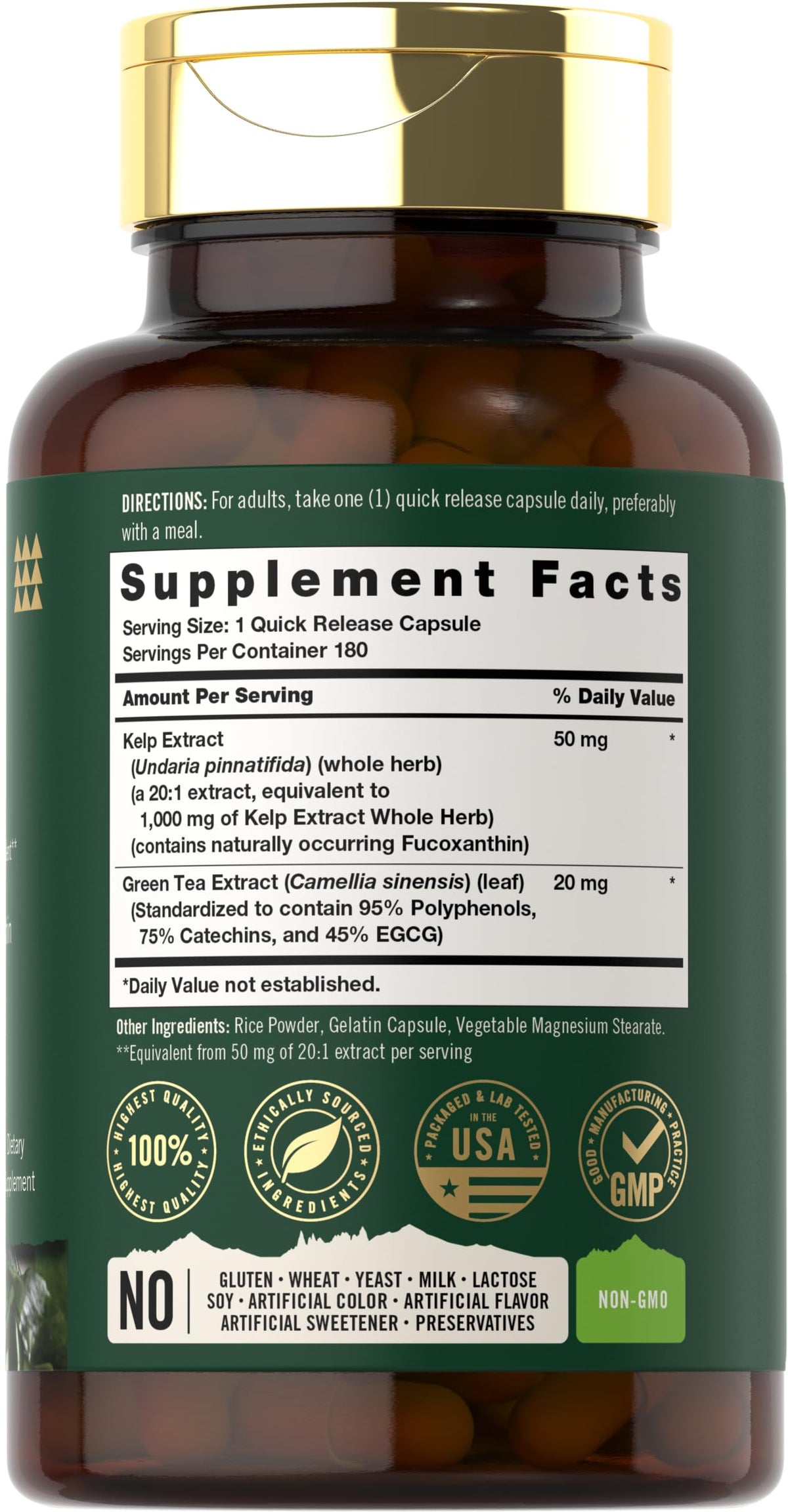 Détails des capsules de Kelp Tahoe Nutritionals