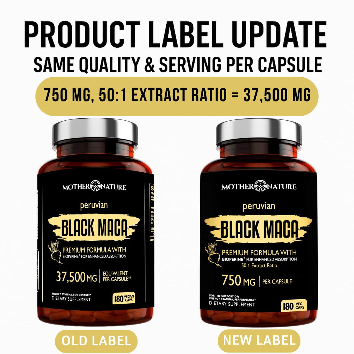 Détails des capsules de Maca Noir Bio