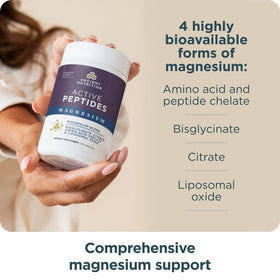 Détails des capsules de magnésium Ancient Nutrition sur un fond blanc