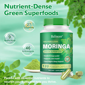 Détails des capsules de Moringa Balincer avec étiquette