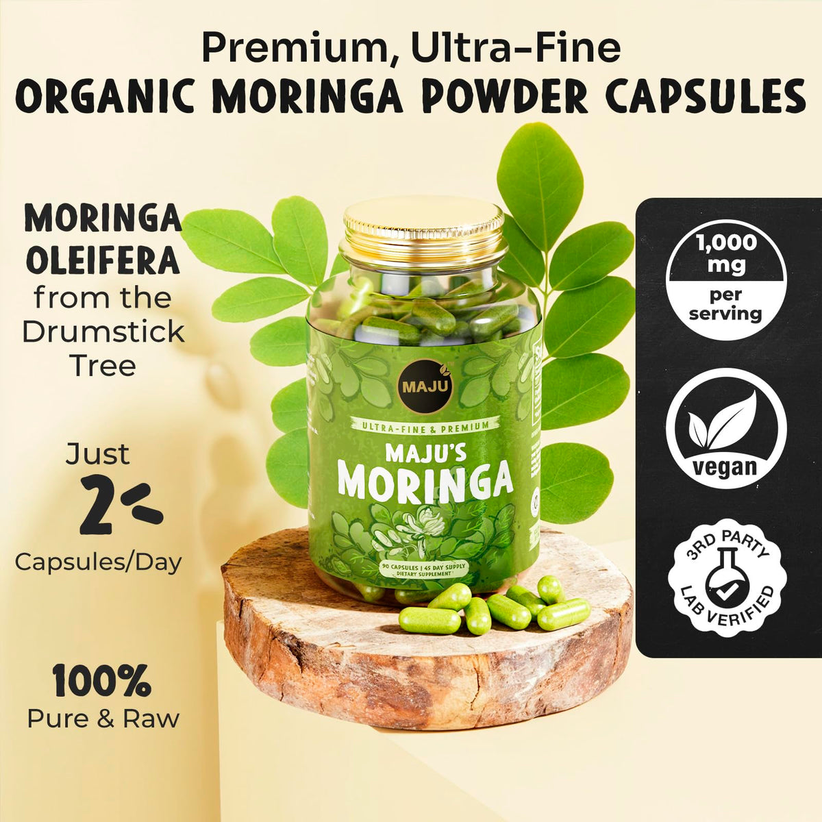 Détails des capsules de Moringa Maju Superfoods