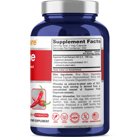 Détails des capsules de Piment de Cayenne NusaPure 150 mg