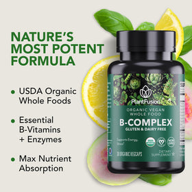 Détails des capsules de PlantFusion Complément Alimentaire Bio Complexe de Vitamines B