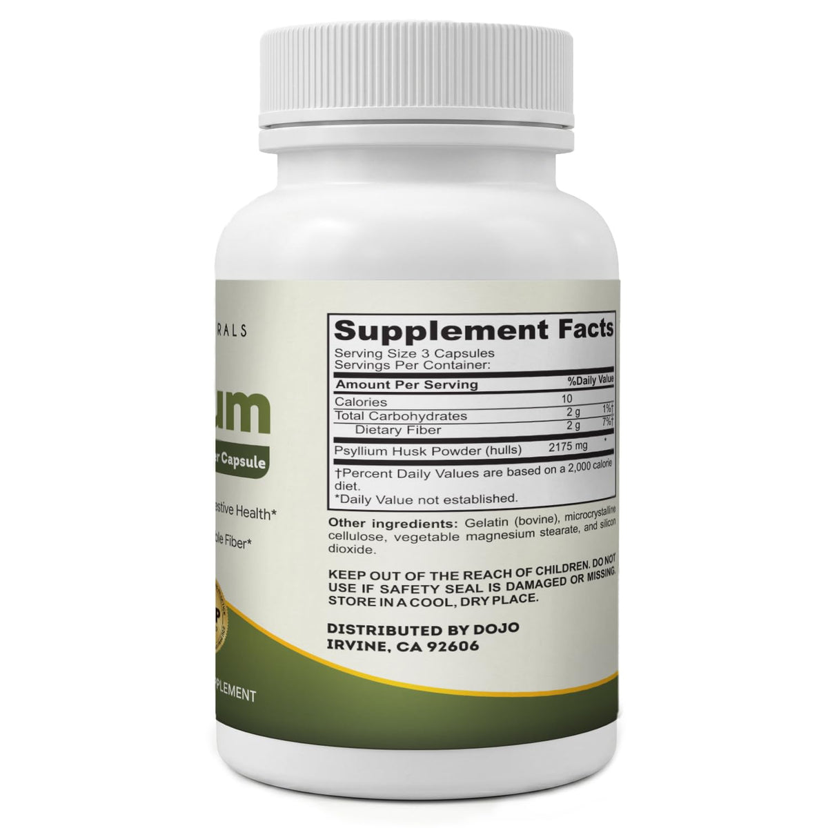 Détails des capsules de psyllium Kate Naturals 725mg