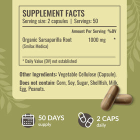 Détails des capsules de racine de sarsaparille HERBAMAMA