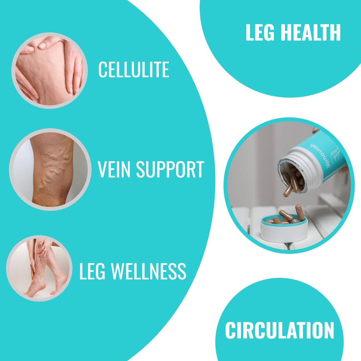Détails des capsules de UpNourish Complément Cellulite et Veines