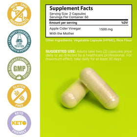 Détails des capsules de vinaigre de cidre de pomme MaxX Labs, 1500 mg