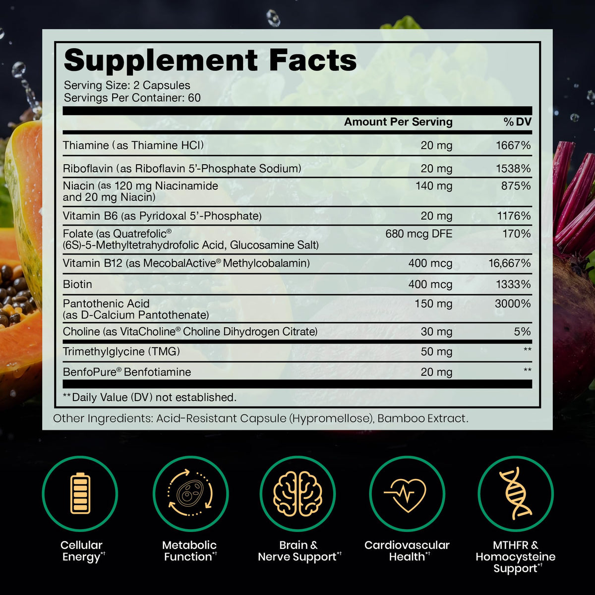 Détails des capsules de vitamine B complexe de Pure Therapro Rx
