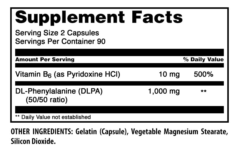 Détails des capsules DLPA 1000 mg d'Amazing Nutrition