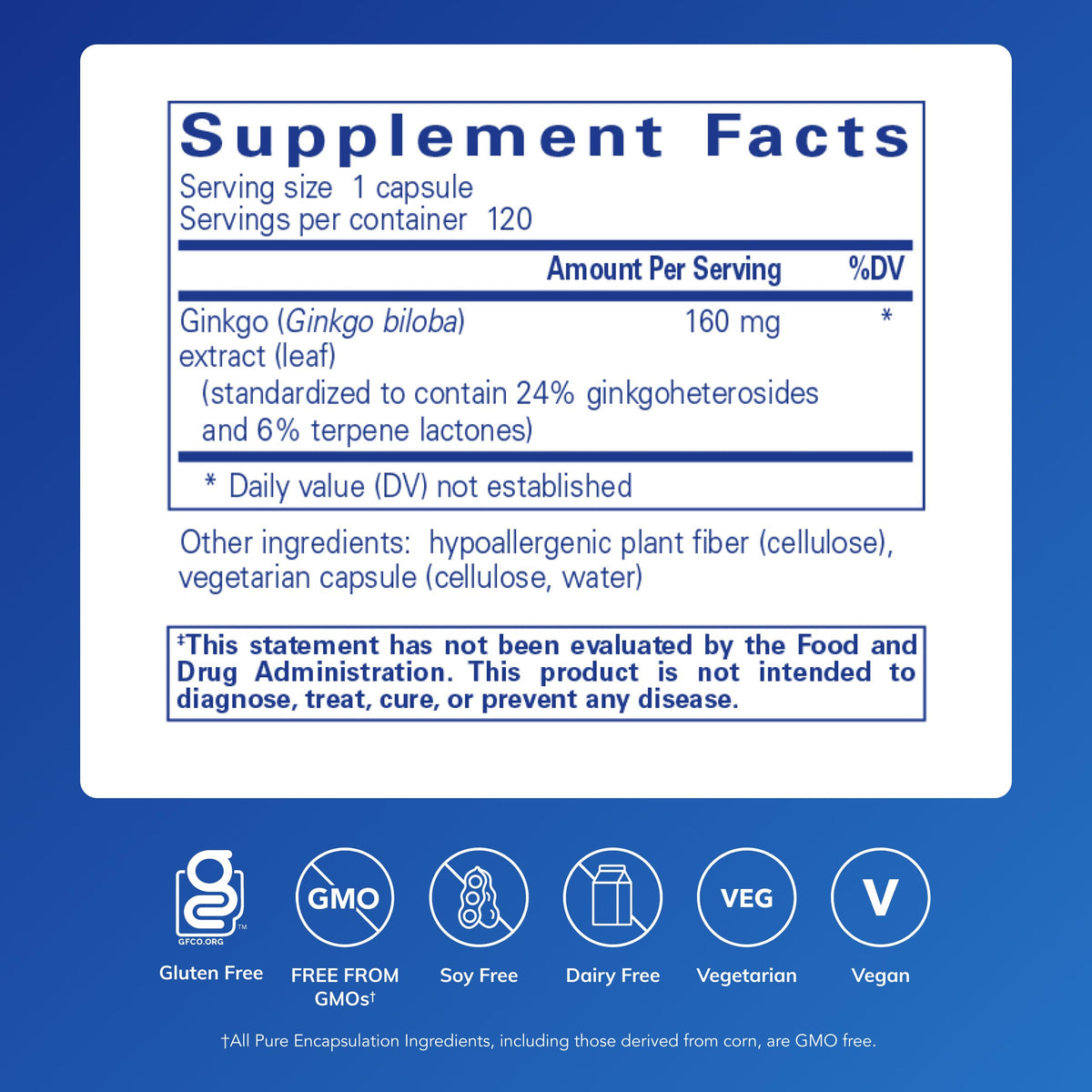 Détails des capsules Ginkgo Biloba Pure Encapsulations