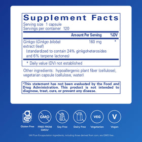 Détails des capsules Ginkgo Biloba Pure Encapsulations