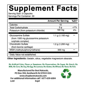 Détails des capsules Glucosamine Chondroitine MSM Best Naturals