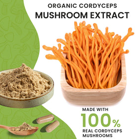 Détails des capsules Help Supplements Champignon Cordyceps 1000mg sur fond blanc
