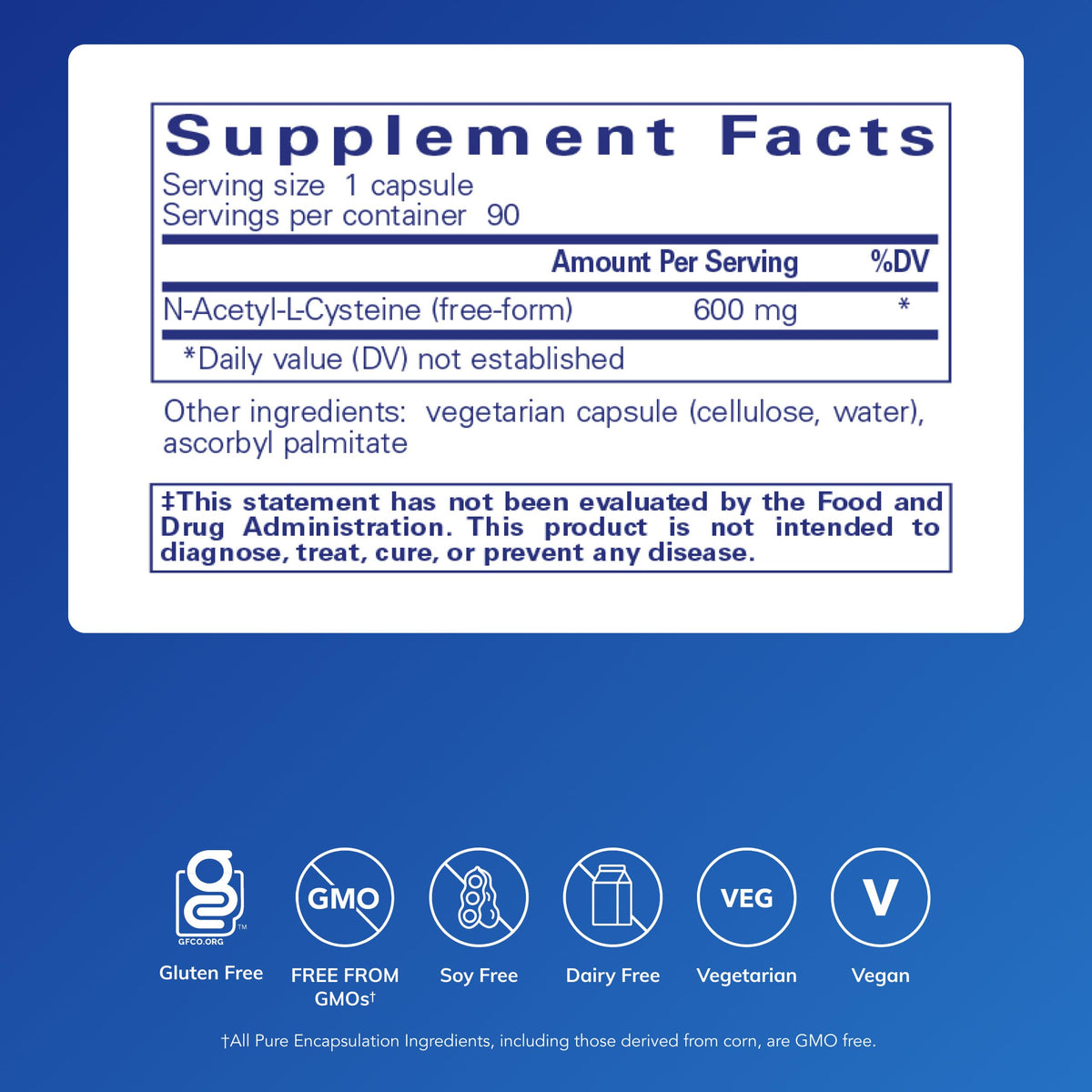 Détails des capsules NAC 600 mg Pure Encapsulations