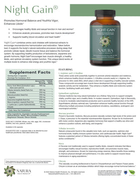 Détails des capsules Natura Health Products Night Gain