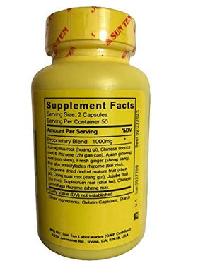 Détails des capsules Sun Ten Ginseng et Astragalus