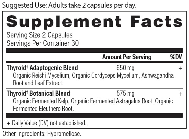 Détails des capsules thyroïdiennes Ancient Nutrition avec étiquette