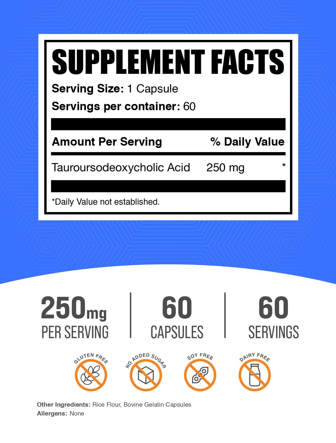Détails des capsules TUDCA BulkSupplements dans l'emballage