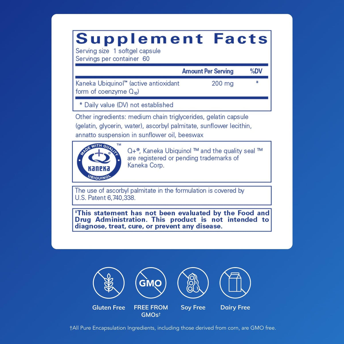 Détails des capsules Ubiquinol-QH de Pure Encapsulations