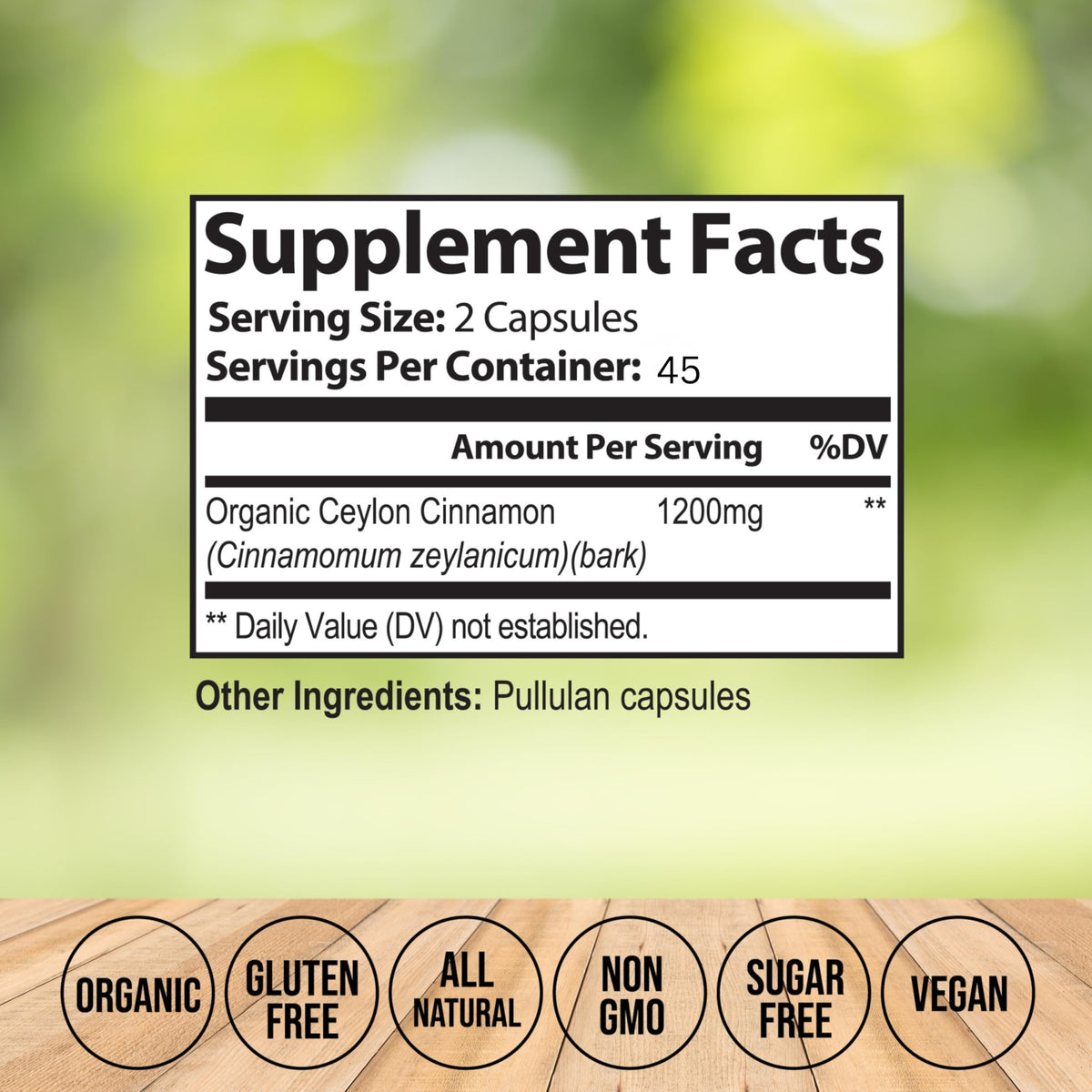 Détails des capsules vegan de cannelle de Ceylan
