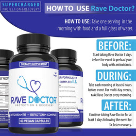 Détails des capsules véganes Rave Doctor 5 HTP