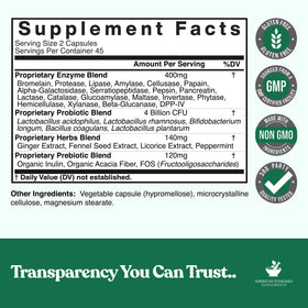Détails des capsules végétales American Standard Supplements Multi-Enzymes