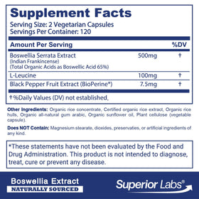 Détails des capsules végétales d'extrait de Boswellia Serrata