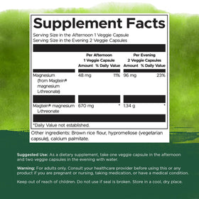 Détails des capsules végétales de Swanson Magnesium L-Threonate