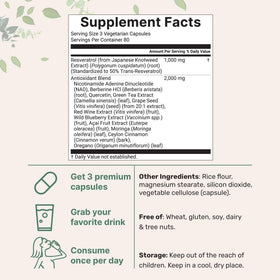 Détails des capsules végétales Micro Ingredients Complexe de Resvératrol