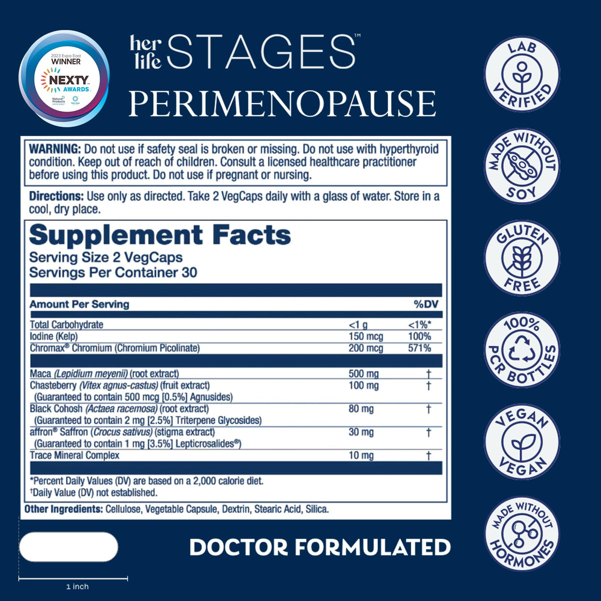 Détails des capsules végétales SOLARAY Perimenopause