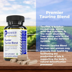 Détails des capsules végétariennes de Premier Research Labs Taurine Blend