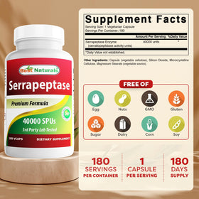 Détails des capsules végétariennes de Serrapeptase 40000 SPUs