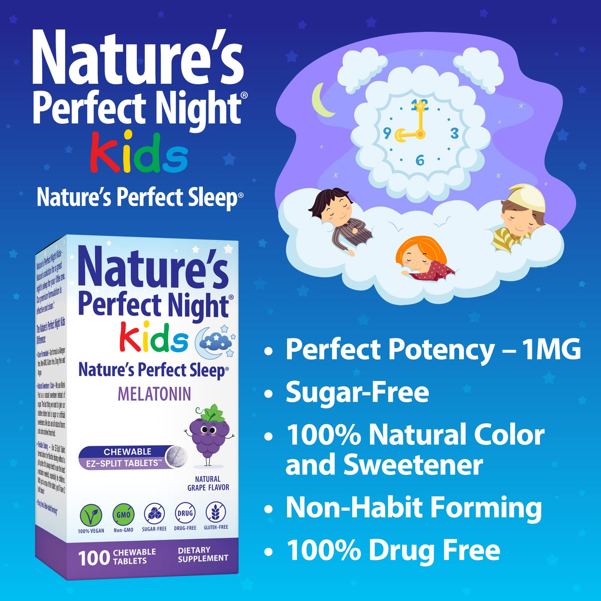 Détails des comprimés à mâcher au goût raisin Nature's Perfect Night