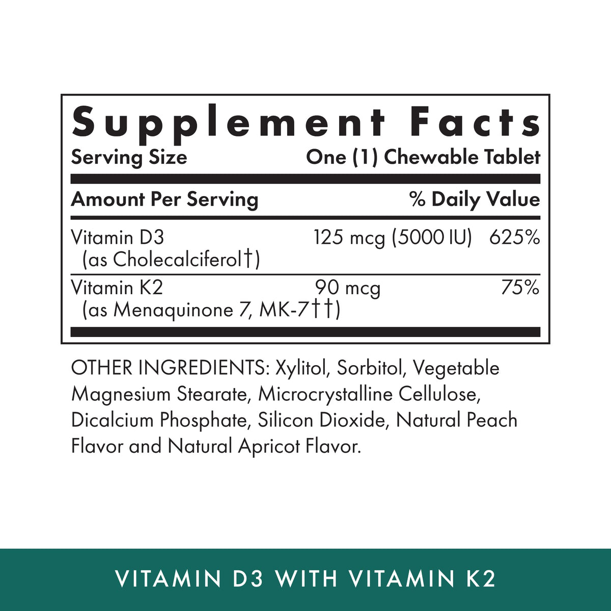 Détails des comprimés à mâcher MICHAEL'S Vitamine D3 avec K2