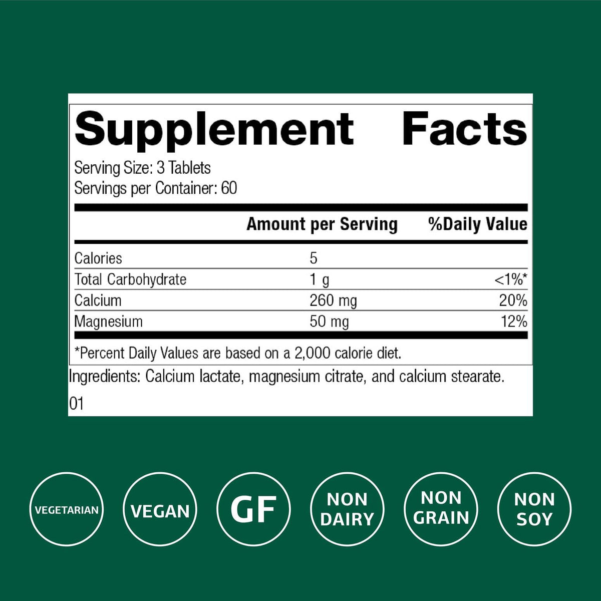 Détails des comprimés de Calcium Lactate Standard Process
